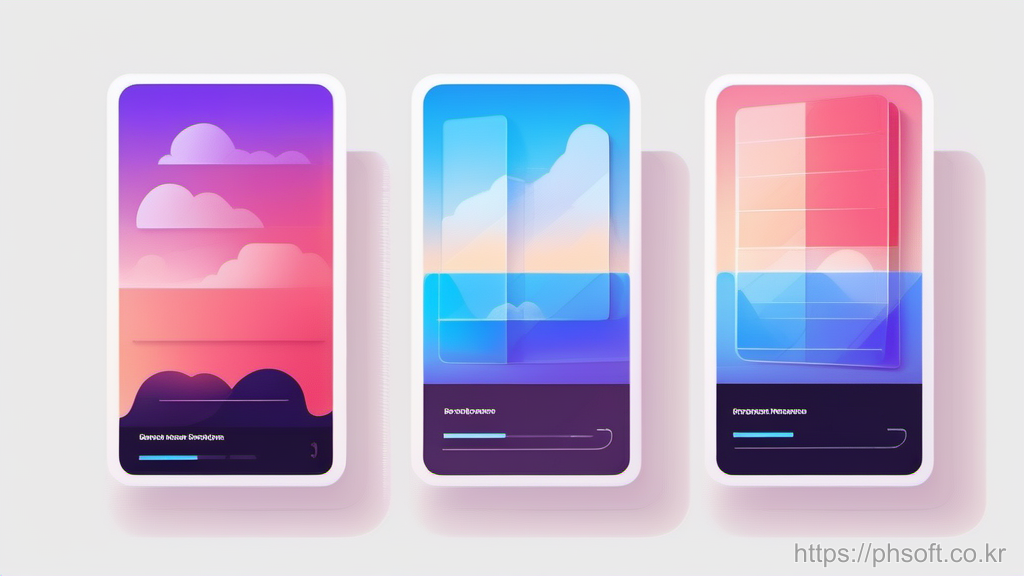Translucent iOS app icon tiles with config cards metaphor