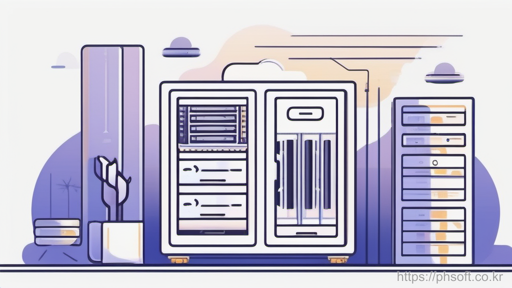 경고등이 켜진 서버 랙 아이콘 일러스트